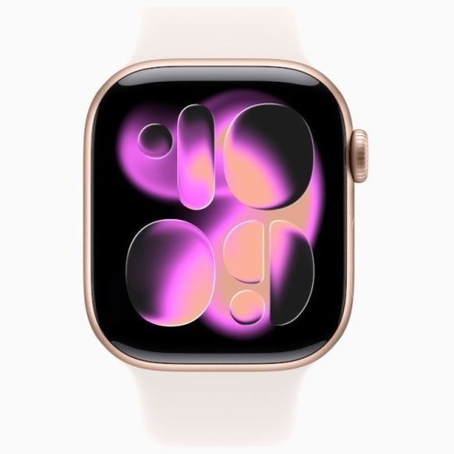 Apple Watch Series 11 GPS, 46 мм Rose Gold Aluminum Case with Light Blush Sport Band, M/L
