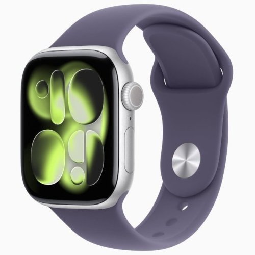 Apple Watch Series 11 GPS, 46 мм Silver Aluminum Case with Purple Fog Sport Band, S/M
