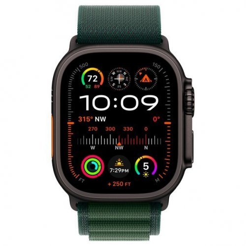 Apple Watch Ultra 2 GPS + Cellular, 49 мм, корпус из черного титана, ремешок Alpine зеленого цвета, размер M, MX4R3Q