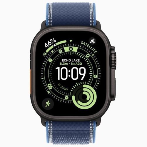 Apple Watch Ultra 3 GPS + Cellular, 49 мм Black Titanium Case with Blue/Bright Blue Trail Loop, S/M