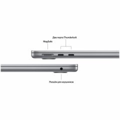 Apple MacBook Air 13" (M3, 8C CPU/10C GPU, 2024), 16 ГБ, 512 ГБ SSD, Gray, серый космос, MXCR3