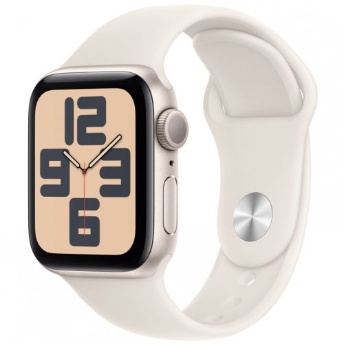 Apple Watch SE 2024, 44 мм, корпус из алюминия цвета «сияющая звезда», спортивный ремешок цвета «сияющая звезда» M/L, MXEV3Q