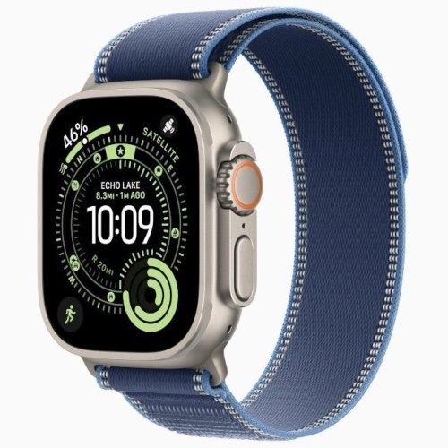 Apple Watch Ultra 3 GPS + Cellular, 49 мм Natural Titanium Case with Blue/Bright Blue Trail Loop, S/M