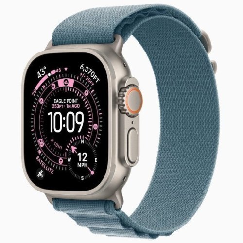 Apple Watch Ultra 3 GPS + Cellular, 49 мм Natural Titanium Case with Light Blue Alpine Loop, L
