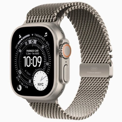 Apple Watch Ultra 3 GPS + Cellular, 49 мм Natural Titanium Case with Natural Titanium Milanese Loop, L
