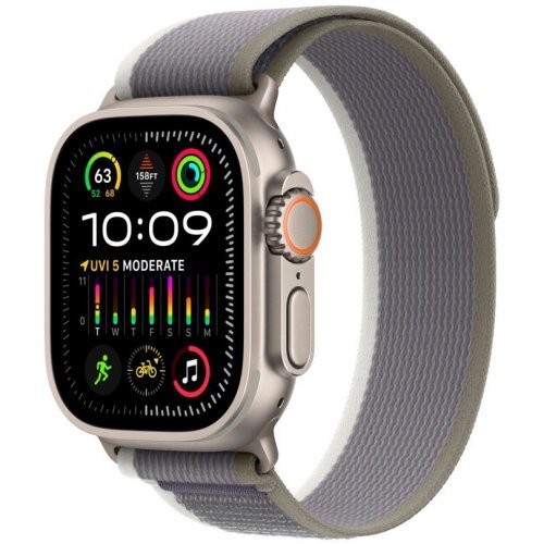 Apple Watch Ultra 2 GPS + Cellular, 49 mm, Titanium case, Green/Gray Trail Strap, size M/L, MRFP3