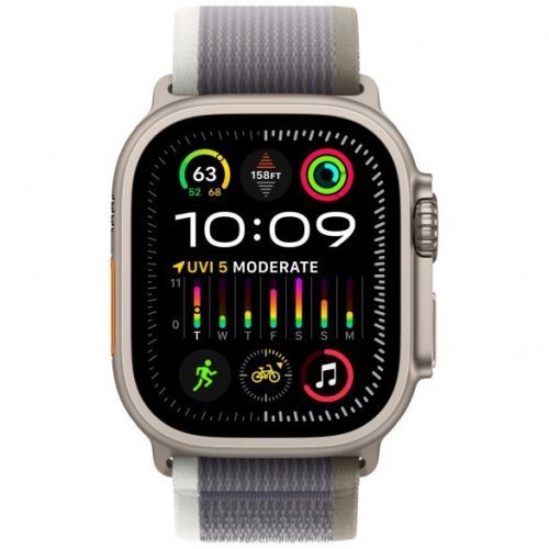 Apple Watch Ultra 2 GPS + Cellular, 49 mm, Titanium case, Green/Gray Trail Strap, size M/L, MRFP3