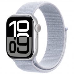 Apple Watch Series 10, 42 mm, silver aluminum case, smoky blue sports bracelet, MWWD3Q