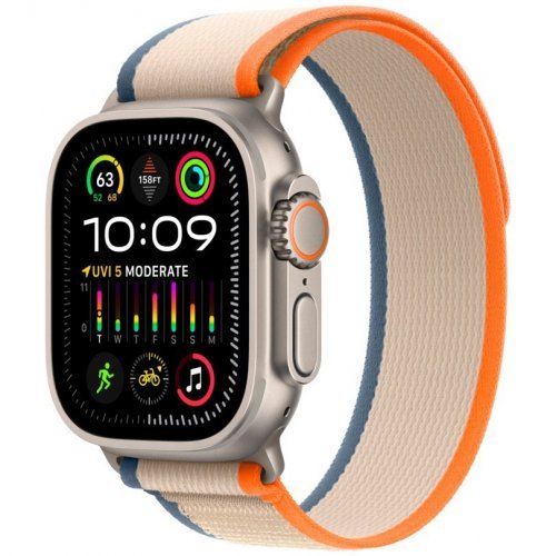 Apple Watch Ultra 2 GPS + Cellular, 49 mm, Titanium case, Orange/beige Trail strap, size M/L, MRF23