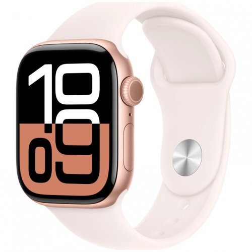 Apple Watch Series 10, 42 mm, rose gold aluminum case, blush sports strap S/M, MWWH3Q