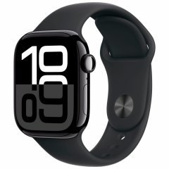 Apple Watch Series 10, 46 mm, glossy black aluminum case, black S/M sports strap, MWWP3Q