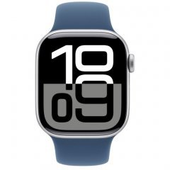 Apple Watch Series 10, 46 mm, silver aluminum case, blue denim sports strap S/M, MWWL3Q