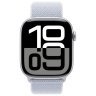Apple Watch Series 10 GPS + Cellular, 46 мм, корпус из алюминия серебристого цвета, спортивный браслет дымчато-голубого цвета, MWY23Q