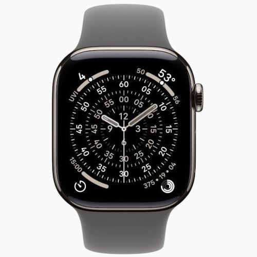 Apple Watch Series 11 GPS + Cellular, 42 мм Natural Titanium Case with Stone Gray Sport Band, M/L