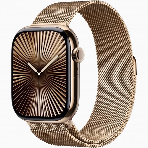 Apple Watch Series 10 GPS + Cellular, 46 мм Gold Titanium Case with Gold Milanese Loop, M/L, MX003Q