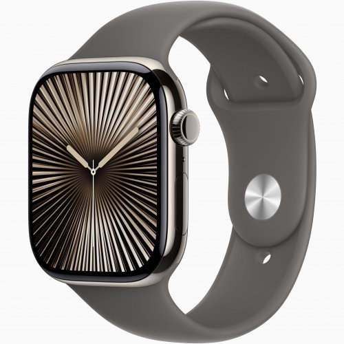 Apple Watch Series 10 GPS + Cellular, 42 мм Natural Titanium Case with Stone Grey Sport Band, S/M, MWXD3Q