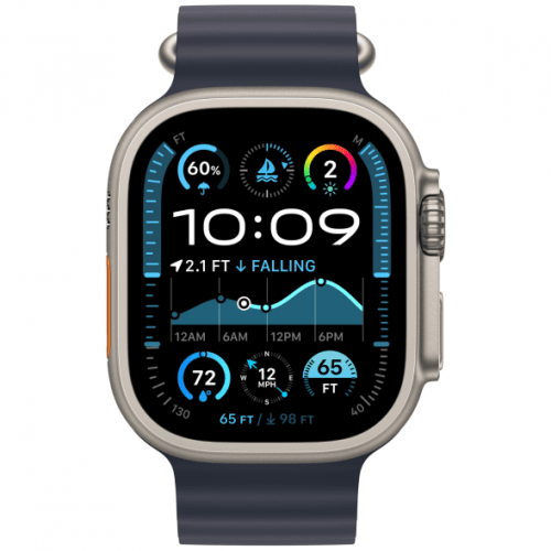 Apple Watch Ultra 2 GPS + Cellular, 49 mm, beige Titanium case, Dark blue Ocean strap, MX4D3Q