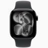 Apple Watch Series 11 GPS, 46 мм Jet Black Aluminum Case with Black Sport Band, M/L
